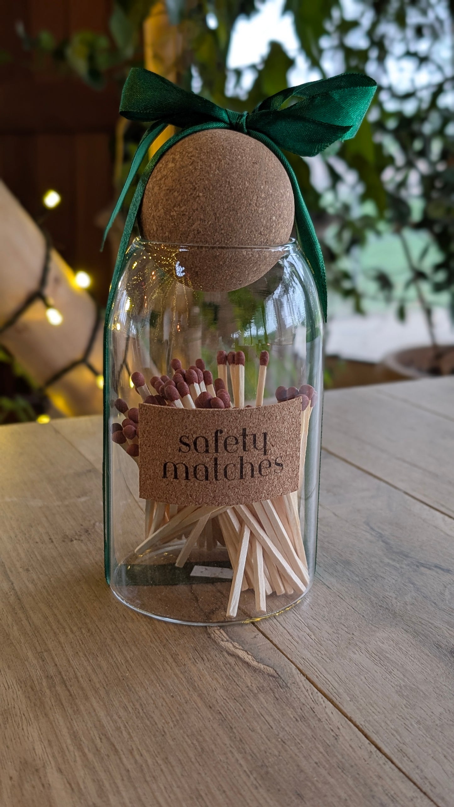 Green Ribboned Match Jar