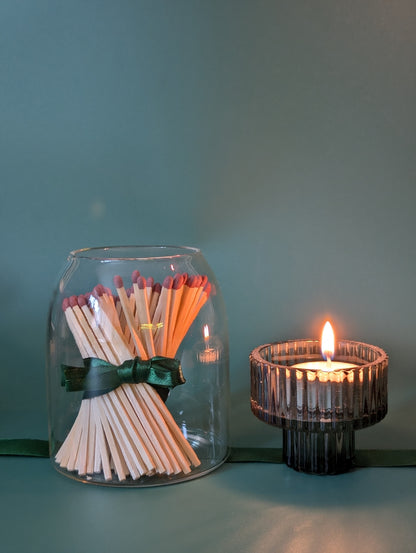 Green Ribboned Match Jar