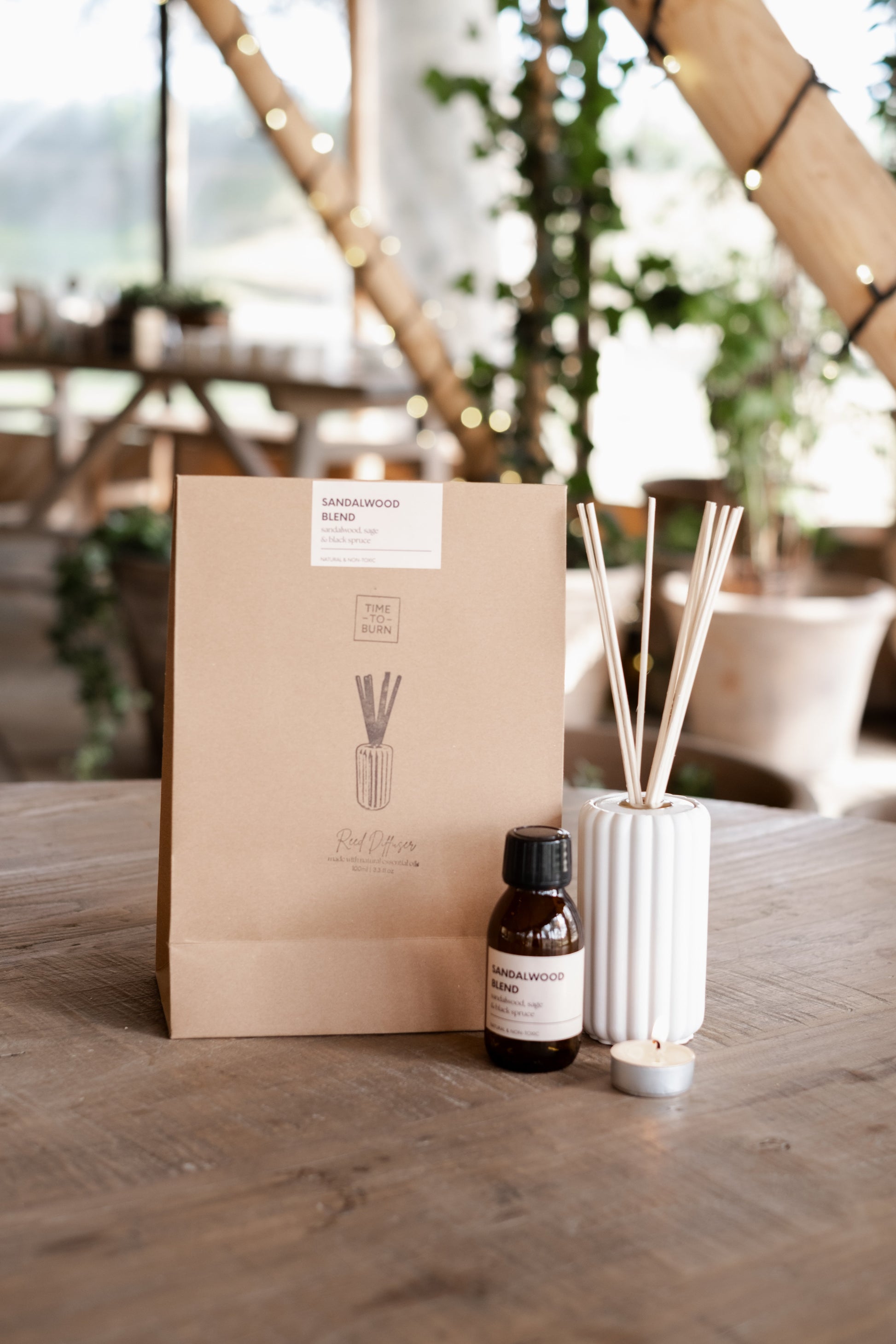 Sandalwood Sage and Black Spruce Reed Diffuser - Full Diffuser Kit (jar, oil & reeds) - Diffuser