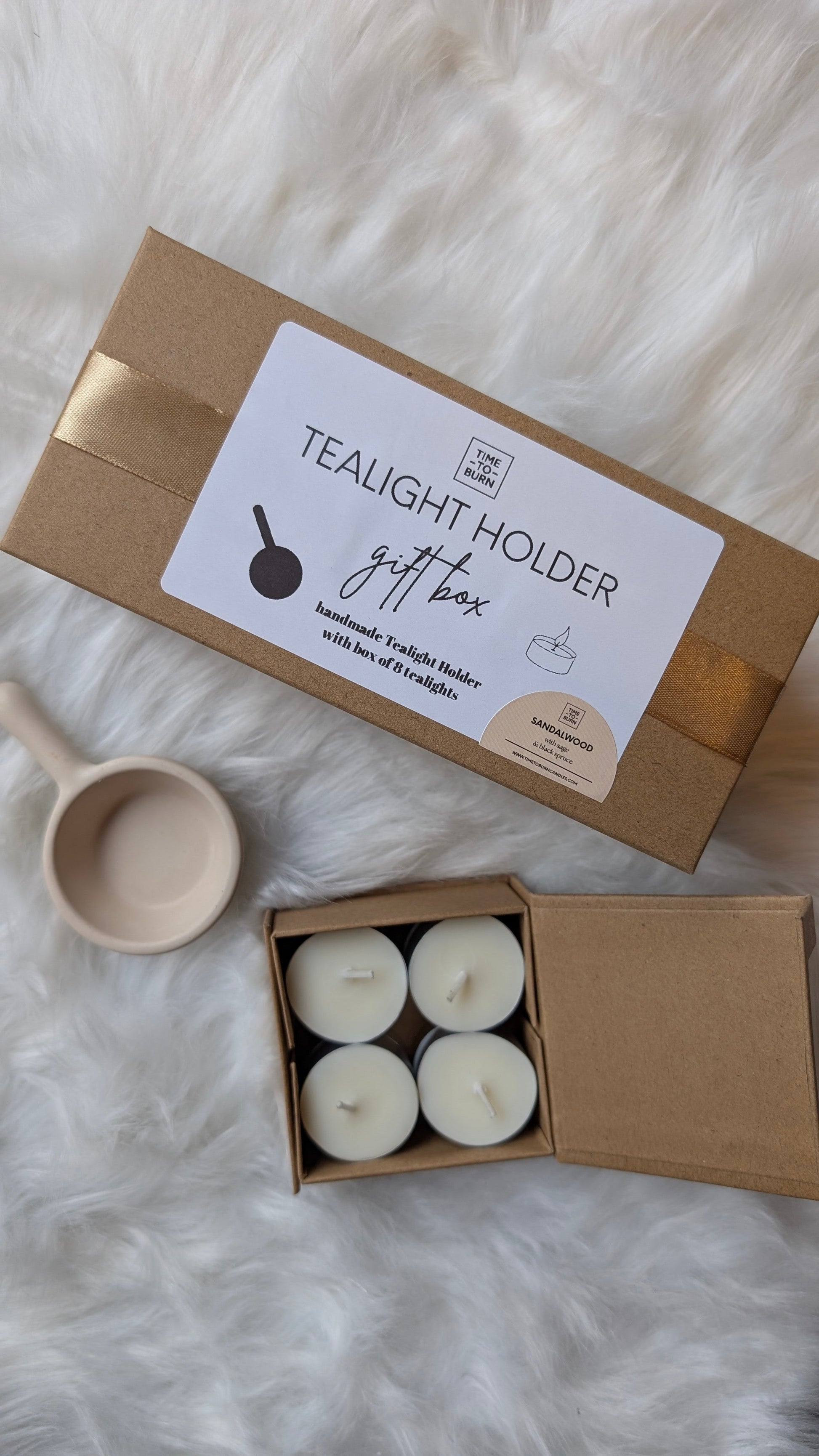 Stone Tealight Holder Gift Box - Tealights