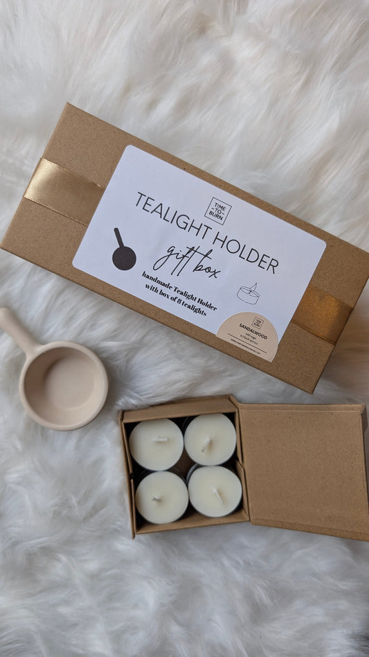 Stone Tealight Holder Gift Box - Tealights