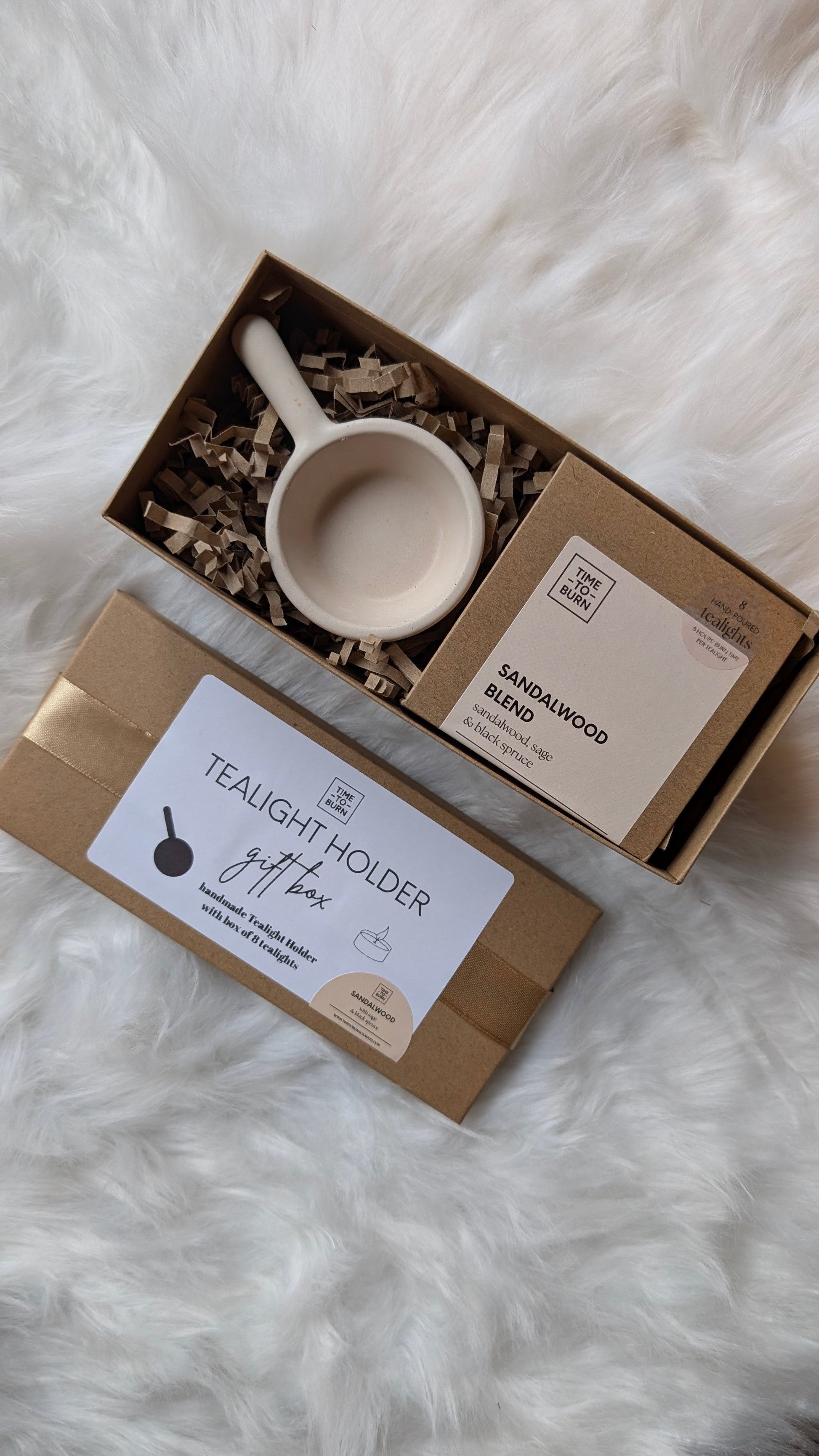 Stone Tealight Holder Gift Box - Tealights