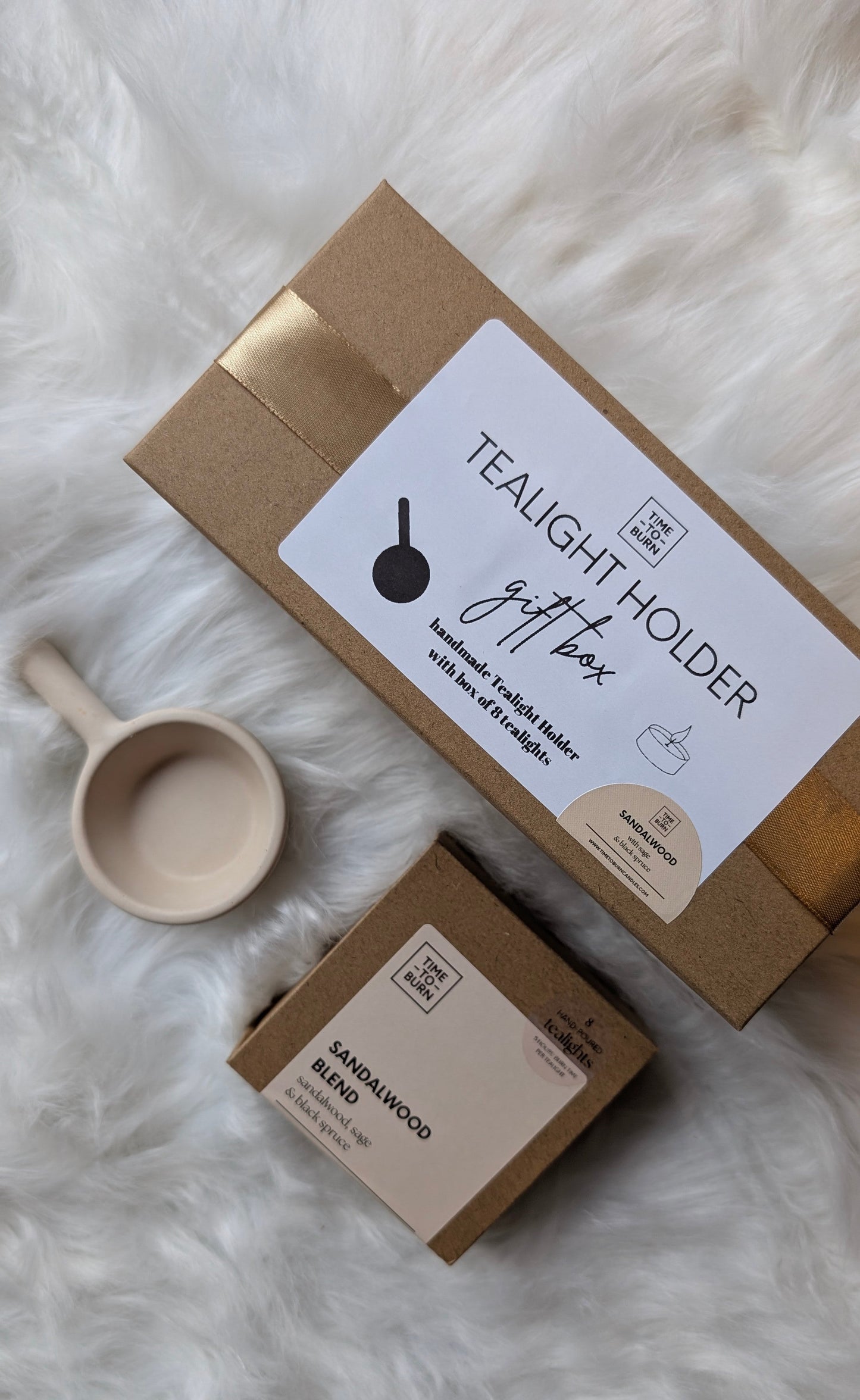 Stone Tealight Holder Gift Box - Tealights